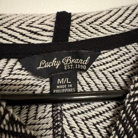 Lucky Brand Knit Tunic Sweater Cowl Neck Herringbone Print M L - Picture 3 of 7